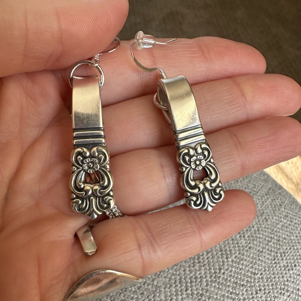 Handmade Silverware Earrings - Picture 5 of 6